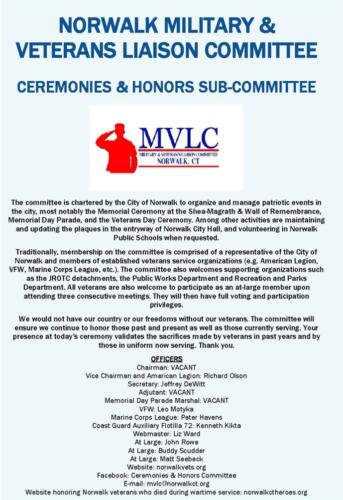 Norwalk Military & Veterans Liasion Committee - Veterans Day 2020